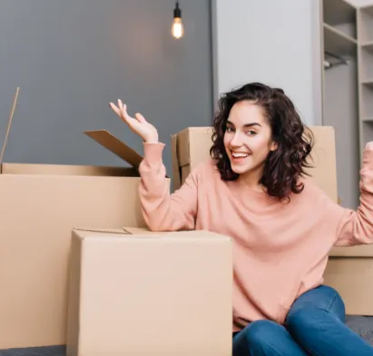 women enter new apartment